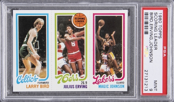 1980-81 Topps Larry Bird/Magic Johnson Rookie Card – PSA MINT 9